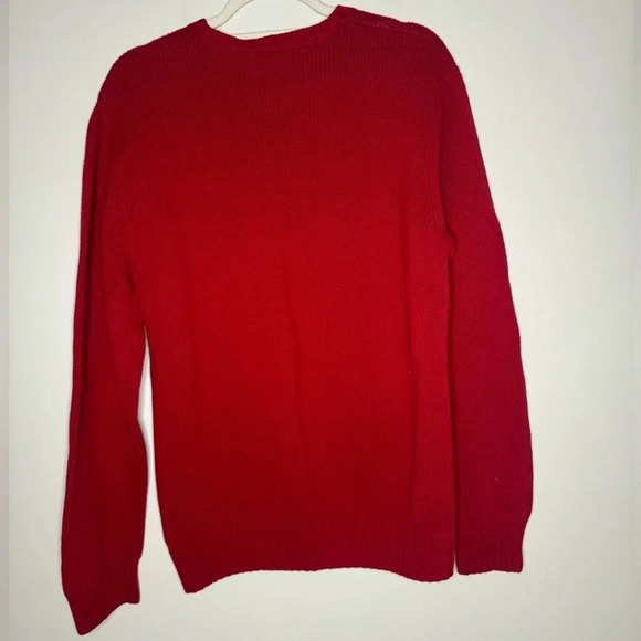 NWOT VTG Chaps Logo Red Embroidered Knit Crew Neck Pullover Grandpa Sweater - Picture 10 of 13
